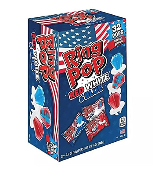 Ring Pop Limited Edition Red, White and Blue, Variety Pack, 0.5 oz, 32 ct