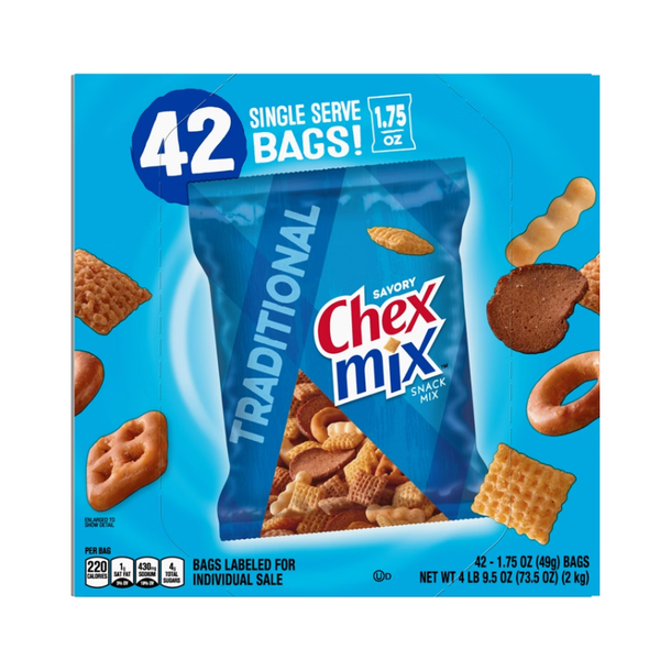 Chex Mix Snack Mix, Traditional, 1.75 oz, 42 ct