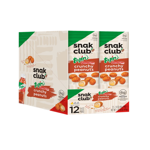 Snak Club Crunchy Peanuts, Tajin Chile Lime Peg Bag, 1.4 oz, 12 ct