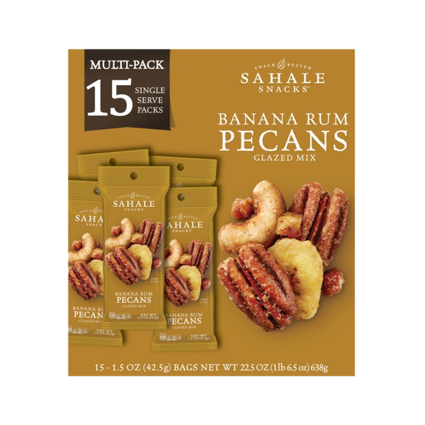 Sahale Snacks Pecans Glazed Mix, Banana Rum, 1.5 oz, 15 ct