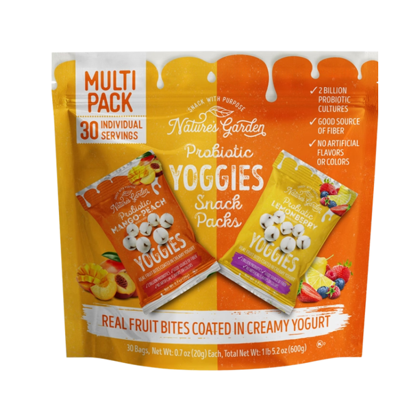 Nature's Garden Probiotic Yoggies Snack Packs, Variety Pack, 0.7 oz, 30 ct