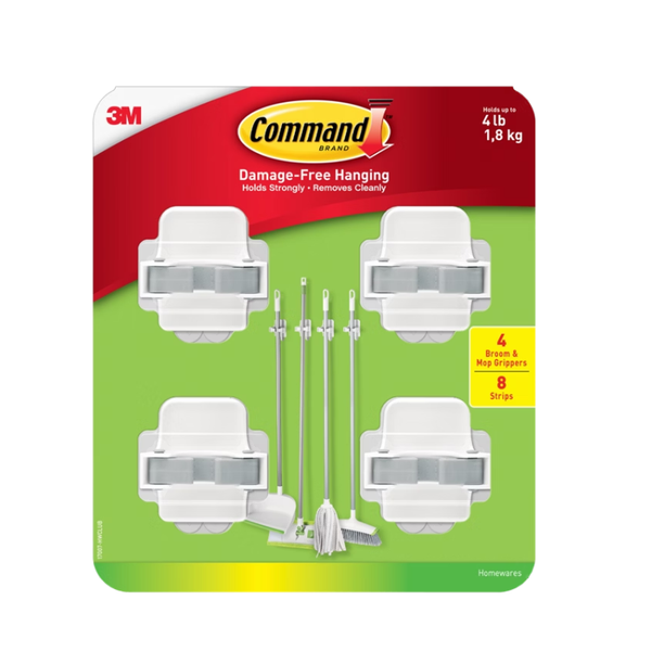 3M Command Hanging Broom and Mop Gripper, Damage-Free, 4 ct