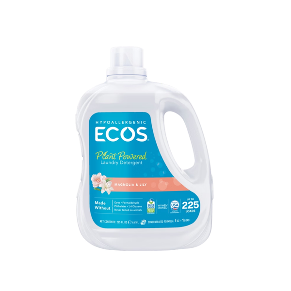 ECOS Liquid Laundry Detergent, Hypoallergenic, HE Compatible, Magnolia and Lily Scent, 225 fl oz