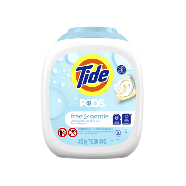 Tide PODS Laundry Detergent, Free & Gentle, HE Compatible, Unscented, 152 ct