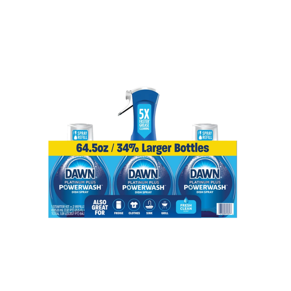 Dawn Platinum Plus Powerwash Dish Soap Spray, Fresh Clean, 1 Starter Kit + 2 Refills