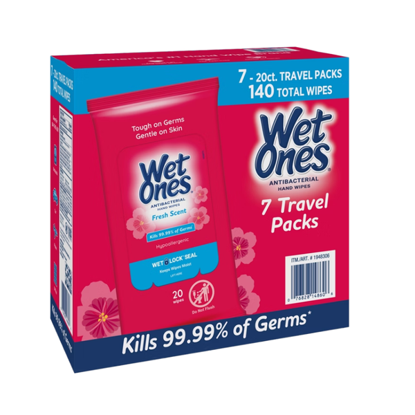 Wet Ones Antibacterial Hand Wipes, Fresh Scent, Travel Packs, 140 Wipes