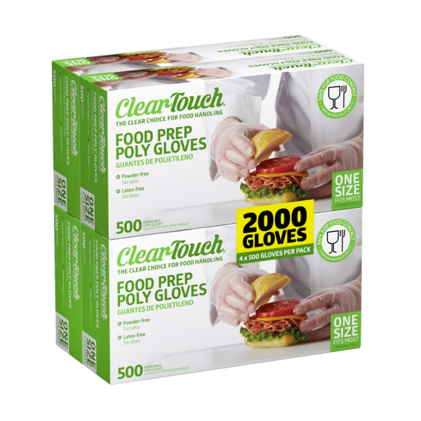 Medline Clear-Touch Food Prep Poly Gloves, One Size, Clear, 2000 ct