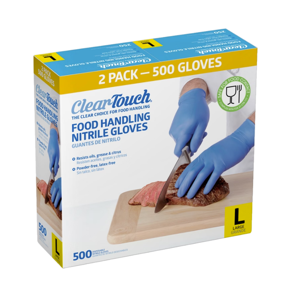 Medline Clear-Touch Food Handling Nitrile Gloves, Large, Blue, 500 ct