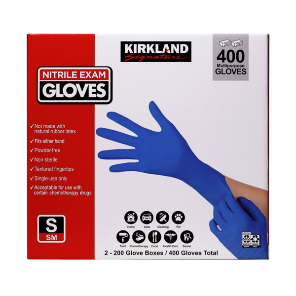 Kirkland Signature Nitrile Exam Gloves, Powder Free, Small, 400 ct