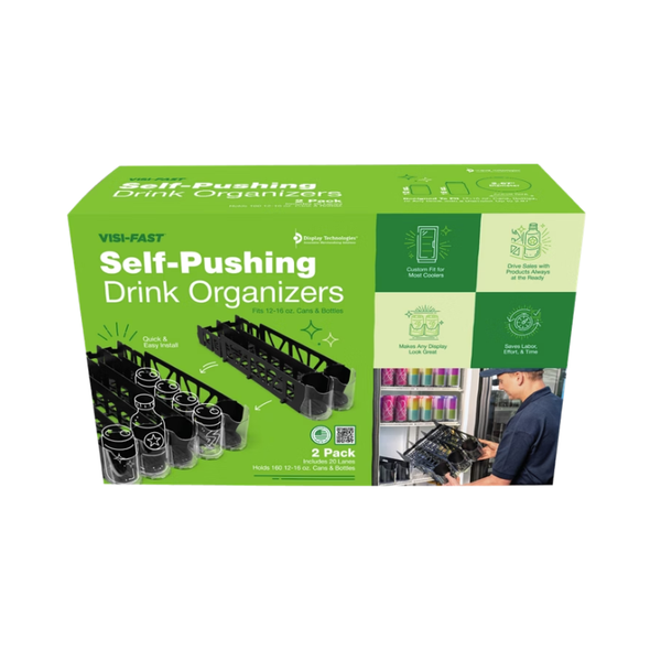 Visi-FAST Self-Pushing Drink Organizers, 12-16 oz, 2 ct