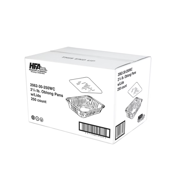 HFA Handi-Foil Oblong Pans with Steam Lids, 2 1/4 lb, 250 ct