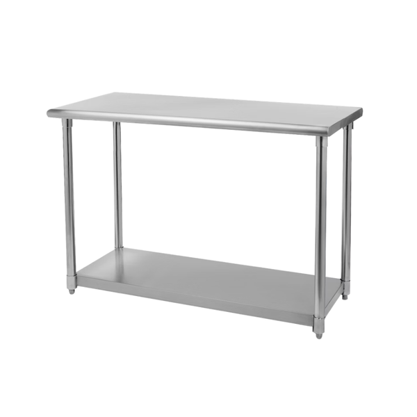 TRINITY NSF Prep/Work Table with Adjustable Shelf, 48"L x 24"W x 34-36"H, Stainless Steel