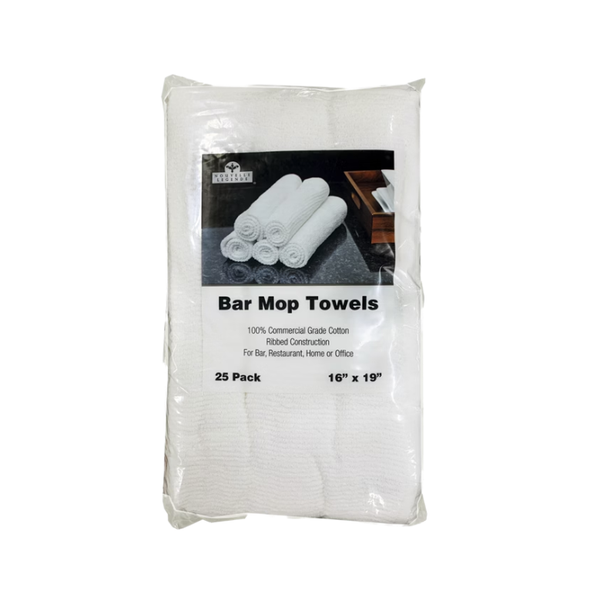 Nouvelle Legende Bar Mop Towels, White, 25 ct