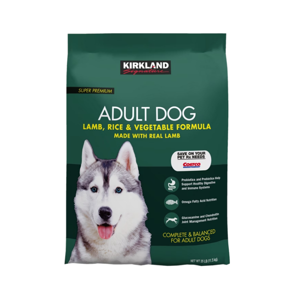 Kirkland Signature Super Premium Adult Dog Food, Lamb Rice & Vegetable, 25 lbs