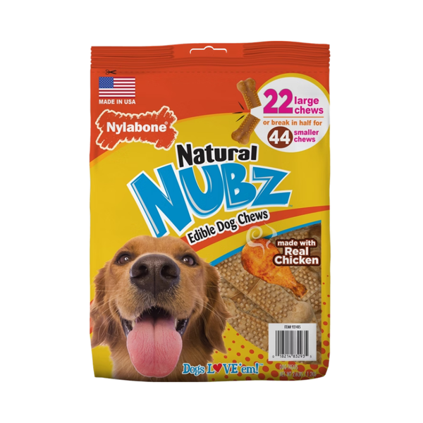 Nylabone Natural Nubz Large Dog Chews, Chicken, 22 ct