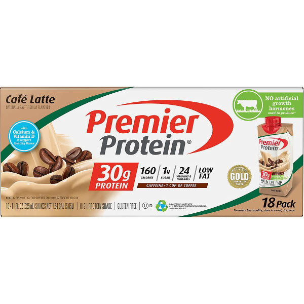Premier Protein Shake, 30g Protein, Cafe Latte, 11 fl oz, 18 ct
