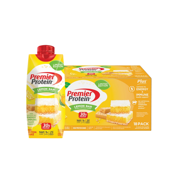 Premier Protein Shake, 30g Protein, Limited Edition Lemon Bar, 11 fl oz, 18 ct