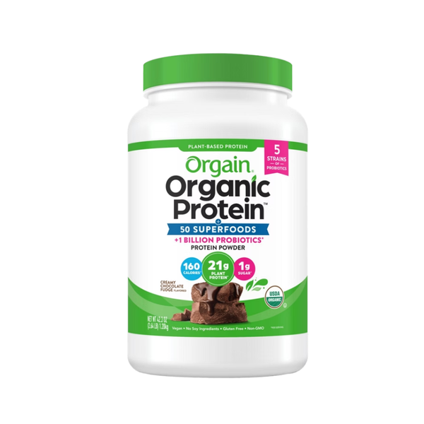 Orgain Organic Protein + 50 Superfoods Plant Based Protein Powder, 21g Protein, Creamy Chocolate Fudge, 2.64 lbs