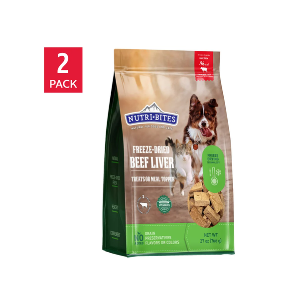 Canature NutriBites Freeze Dried Beef Liver, Dog and Cat Treat 27oz, 2-pack