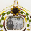 Beaded Sunflower Picture Frame - White Velvet