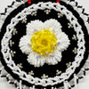 Beaded Strawberry Floral Medallion - Black Velvet 1