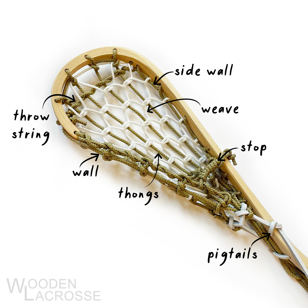 Handmade 24 Wooden Lacrosse Stick - Tuscarora WoodWorks