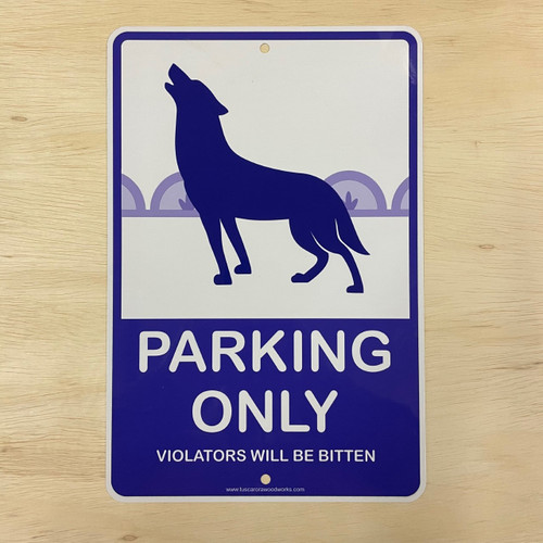 Metal Wolf Parking Sign