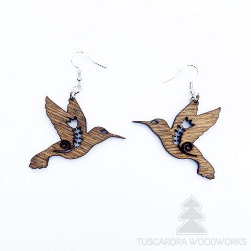 Wooden Hummingbird Earrings