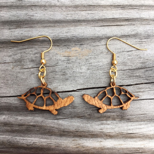 Wooden Turtle Earrings