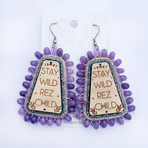 Amethyst Beaded Rez Child Earrings