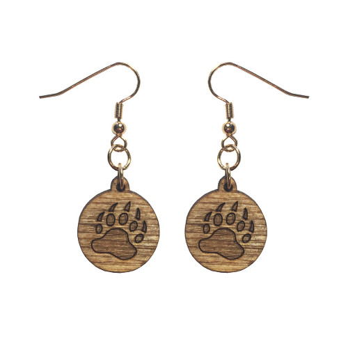 Wooden Bear Paw Earrings