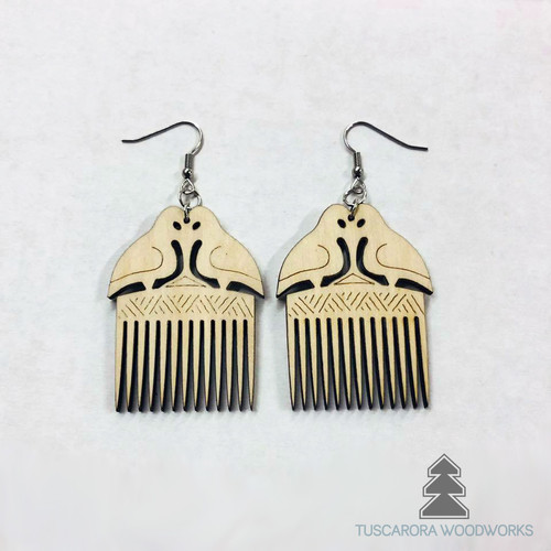 Wooden Hair Comb Earrings