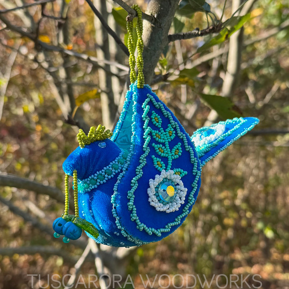 Tuscarora Beaded Bird - Blue with Gift Box