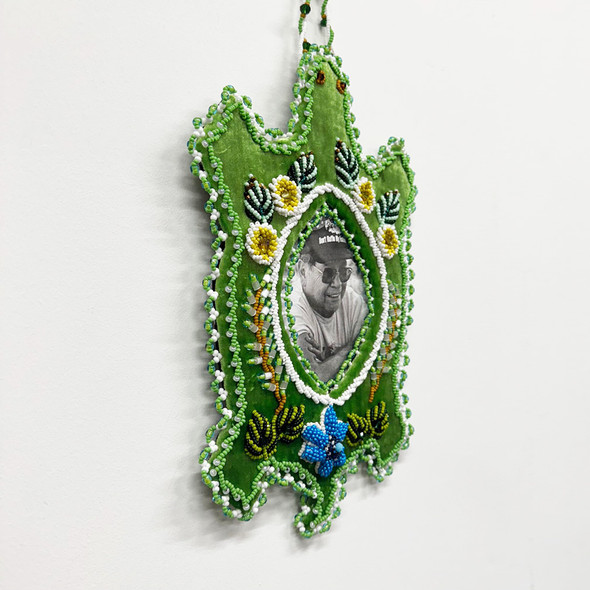 Beaded Turtle Frame - Lime Green Velvet