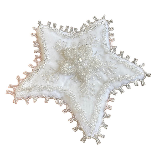 5" Beaded Star Tree Topper - White