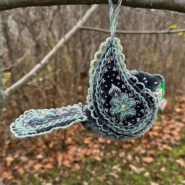 Tuscarora Beaded Bird - Grey Velvet