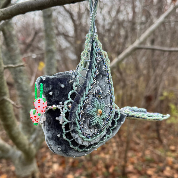 Tuscarora Beaded Bird - Grey Velvet