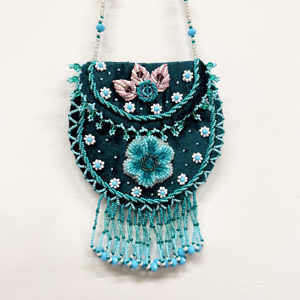 Beaded Purse - Teal Velvet