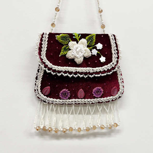 Beaded Purse - Maroon Velvet