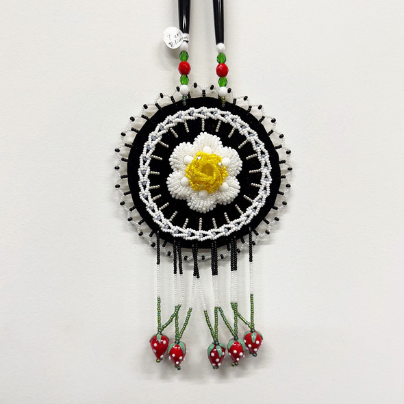 Beaded Strawberry Floral Medallion - Black Velvet 2