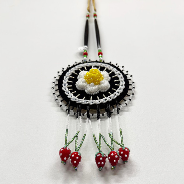 Beaded Strawberry Floral Medallion - Black Velvet 2