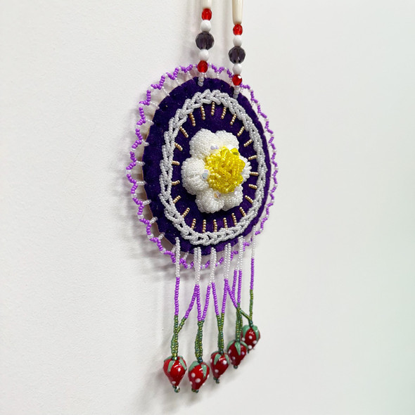 Beaded Strawberry Floral Medallion - Purple Velvet