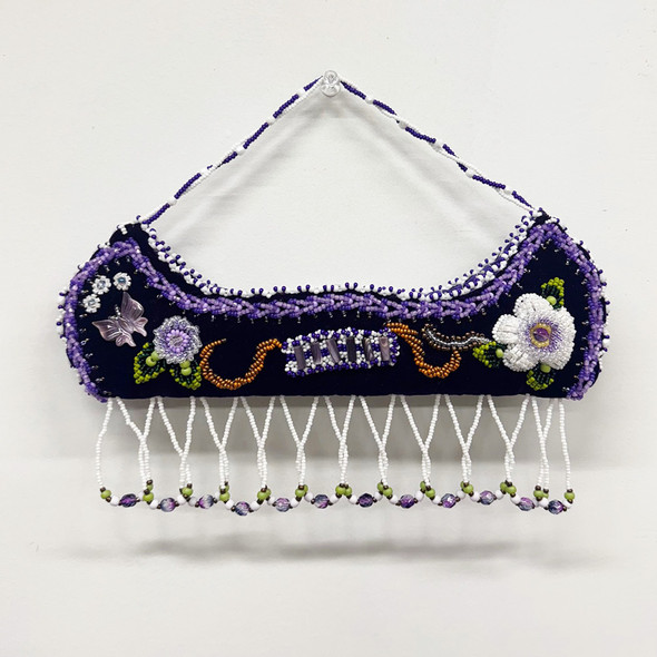 Large Beaded Canoe - Dark Purple Velvet