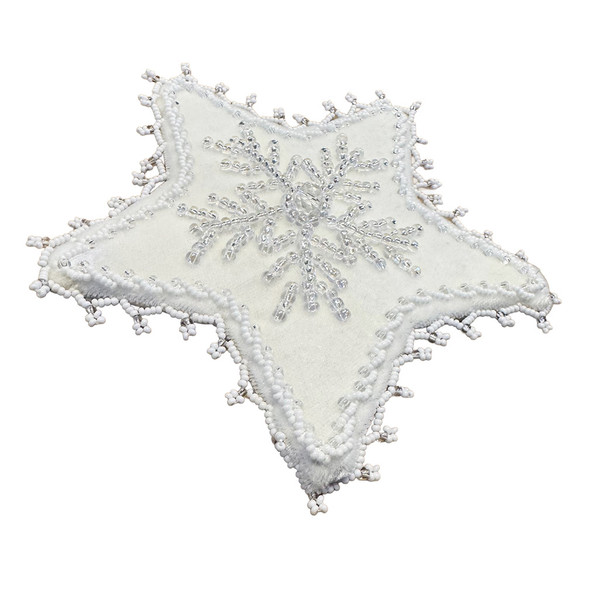 5" Beaded Star Tree Topper - White 2