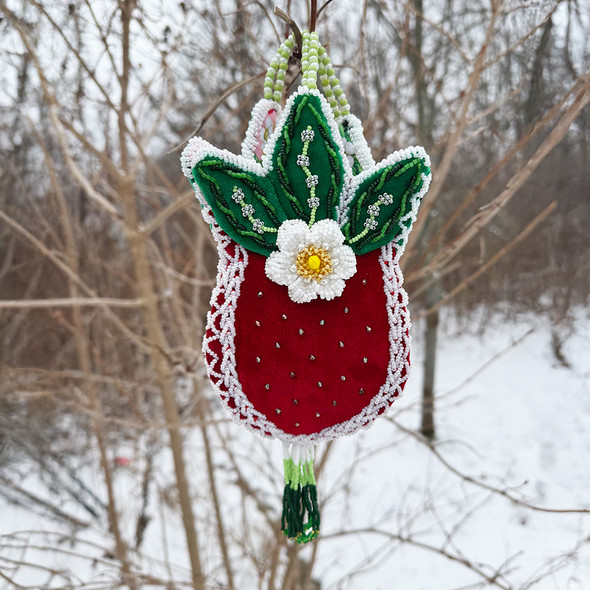 Beaded Strawberry Hanging Vase