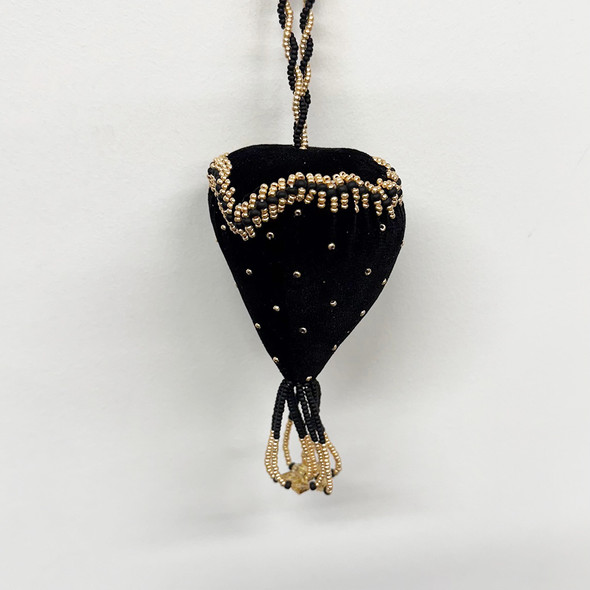 Black Velvet Beaded Strawberry - Gold