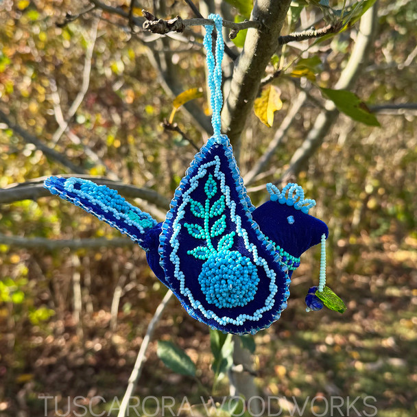 Tuscarora Beaded Bird - Navy with Gift Box