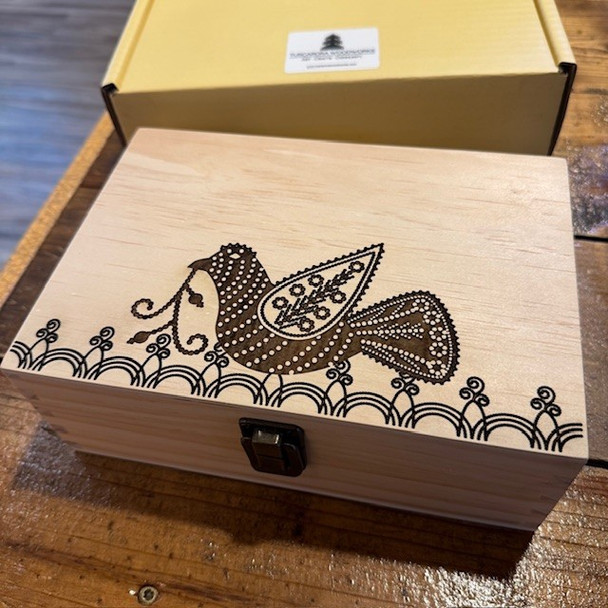 Beaded Bird Keepsake Box with Hinged Lid