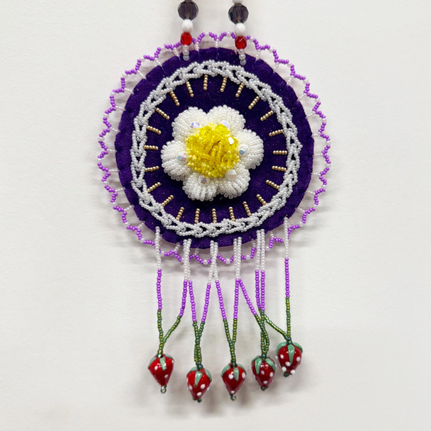 Beaded Strawberry Floral Medallion - Purple Velvet