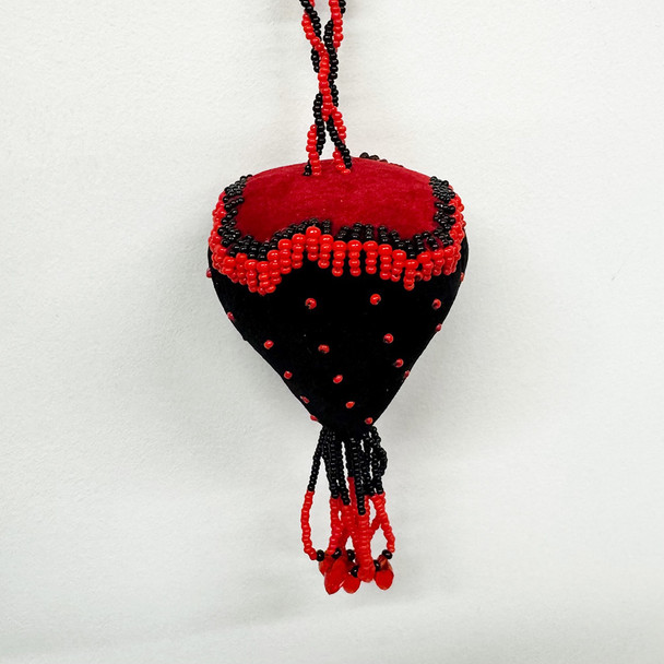 Black Velvet Beaded Strawberry - Red